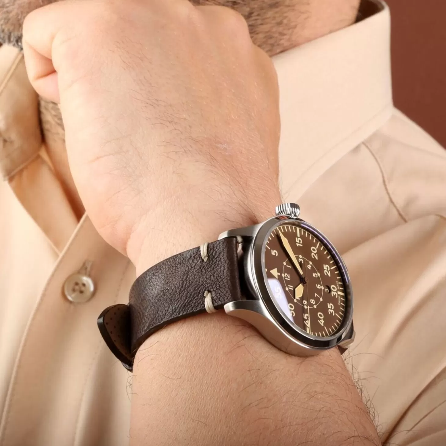 Nav B-Uhr 42 Vintage Bruine B-Muster^Steinhart Watches Shop