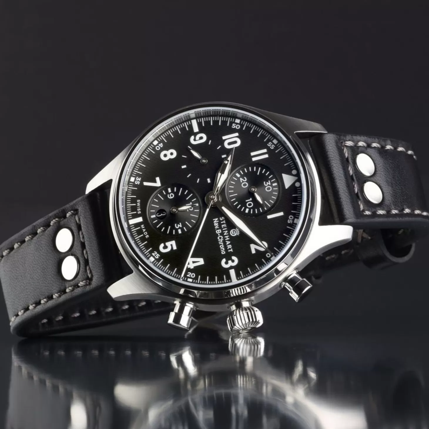 Nav.B-Chrono 42 Klassiek A-Type Zwart^Steinhart Watches Fashion