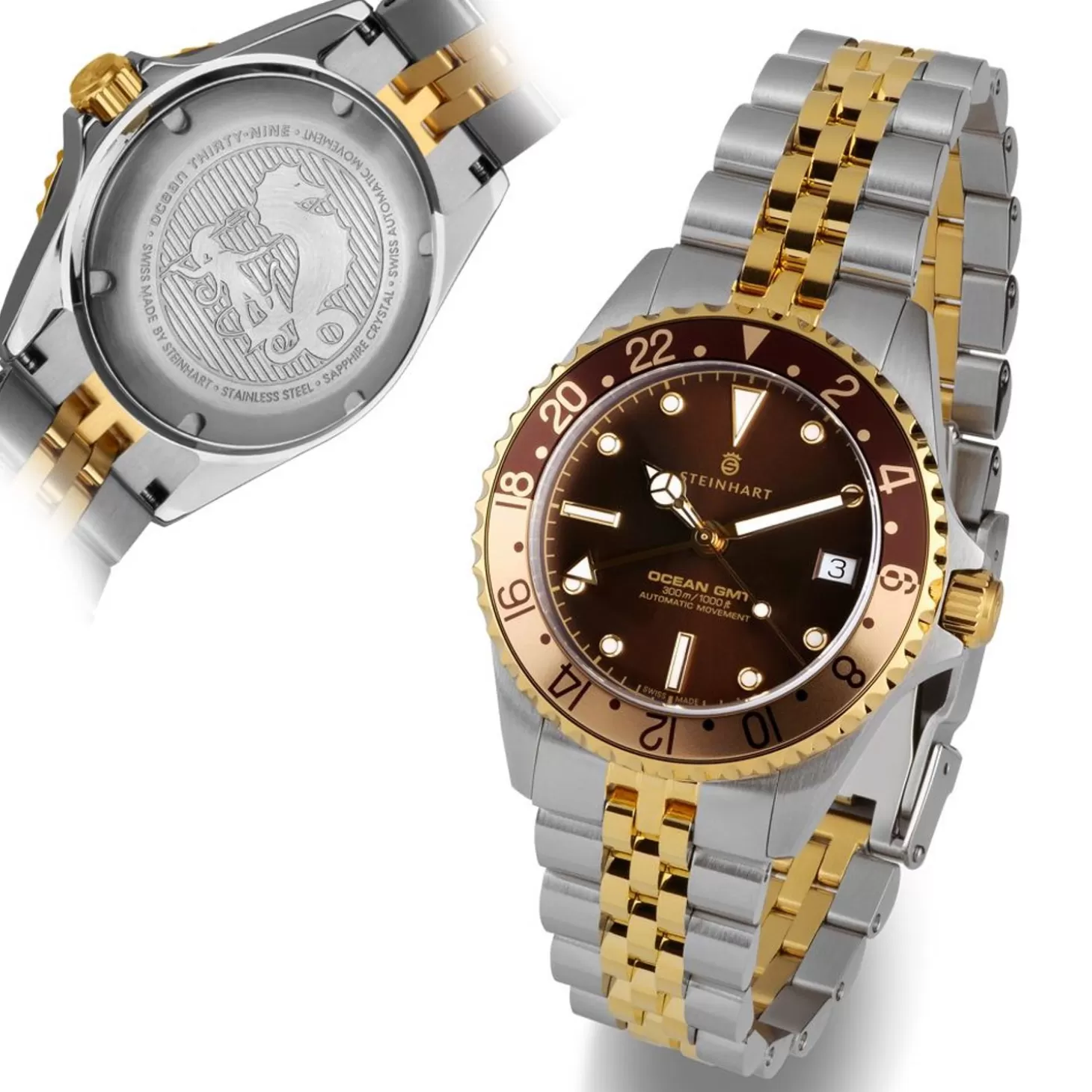 Ocean 39 Gmt.2 Tweekleurig Chocoladekleurig Duikhorloge^Steinhart Watches Shop
