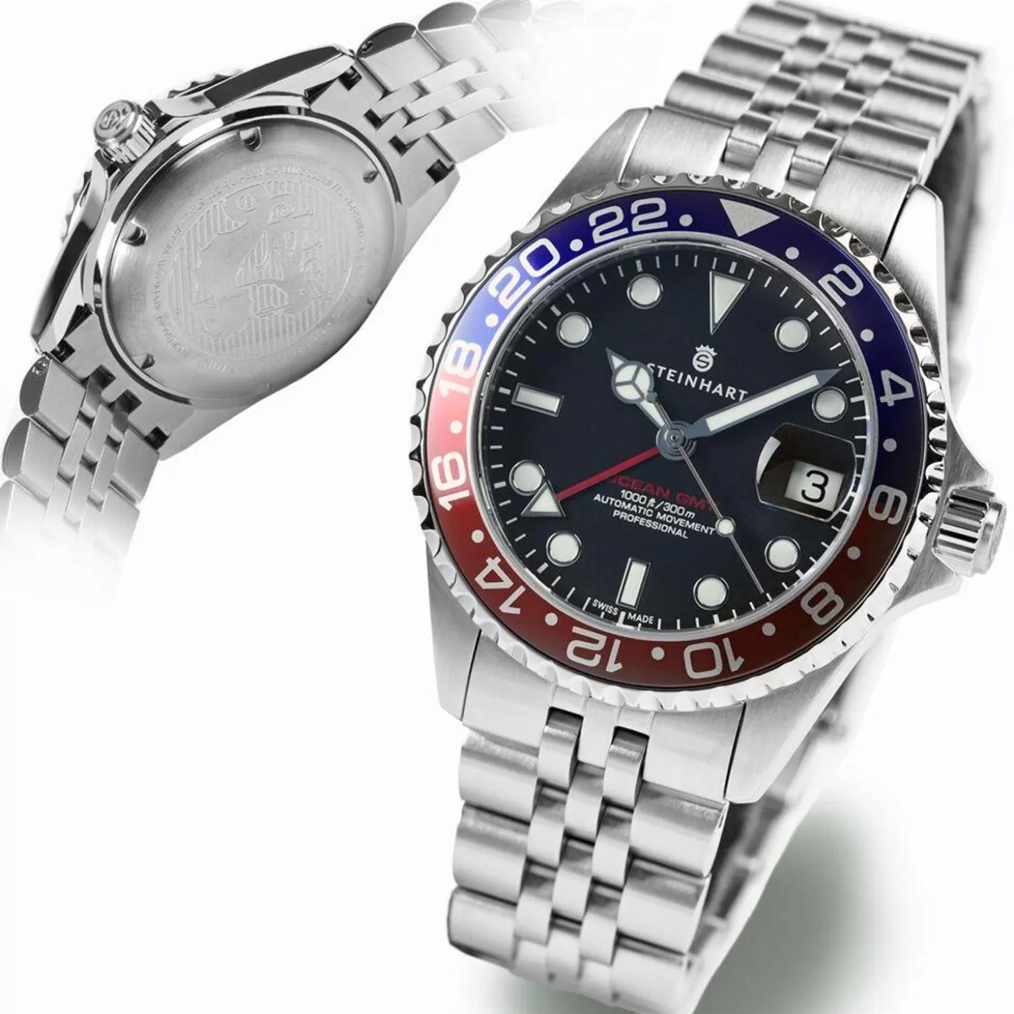 Ocean 39 Gmt Blauw-Rood .2 Duikhorloge^Steinhart Watches Clearance