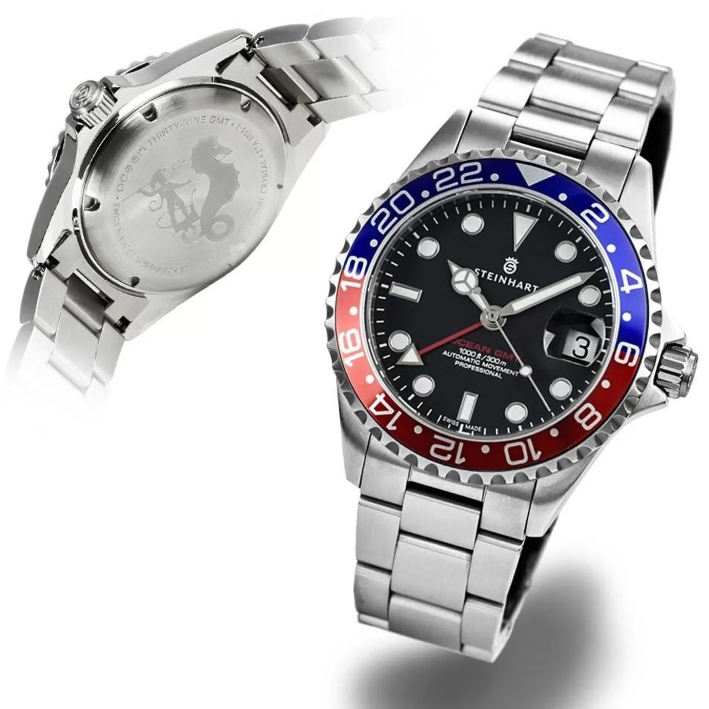 Ocean 39 Gmt Blauw-Rood Duikhorloge^Steinhart Watches Outlet