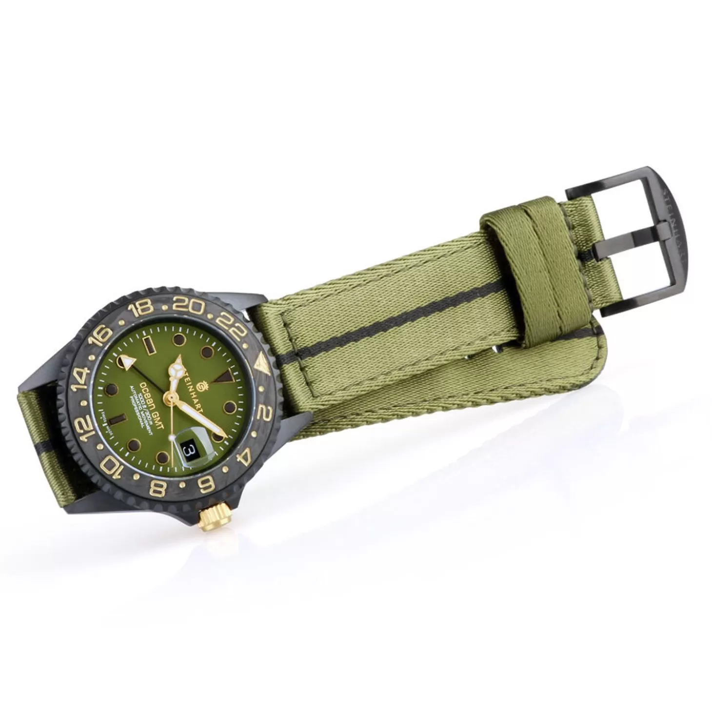 Ocean 39 Gmt Zwart Militair Kaki Duikhorloge^Steinhart Watches Shop