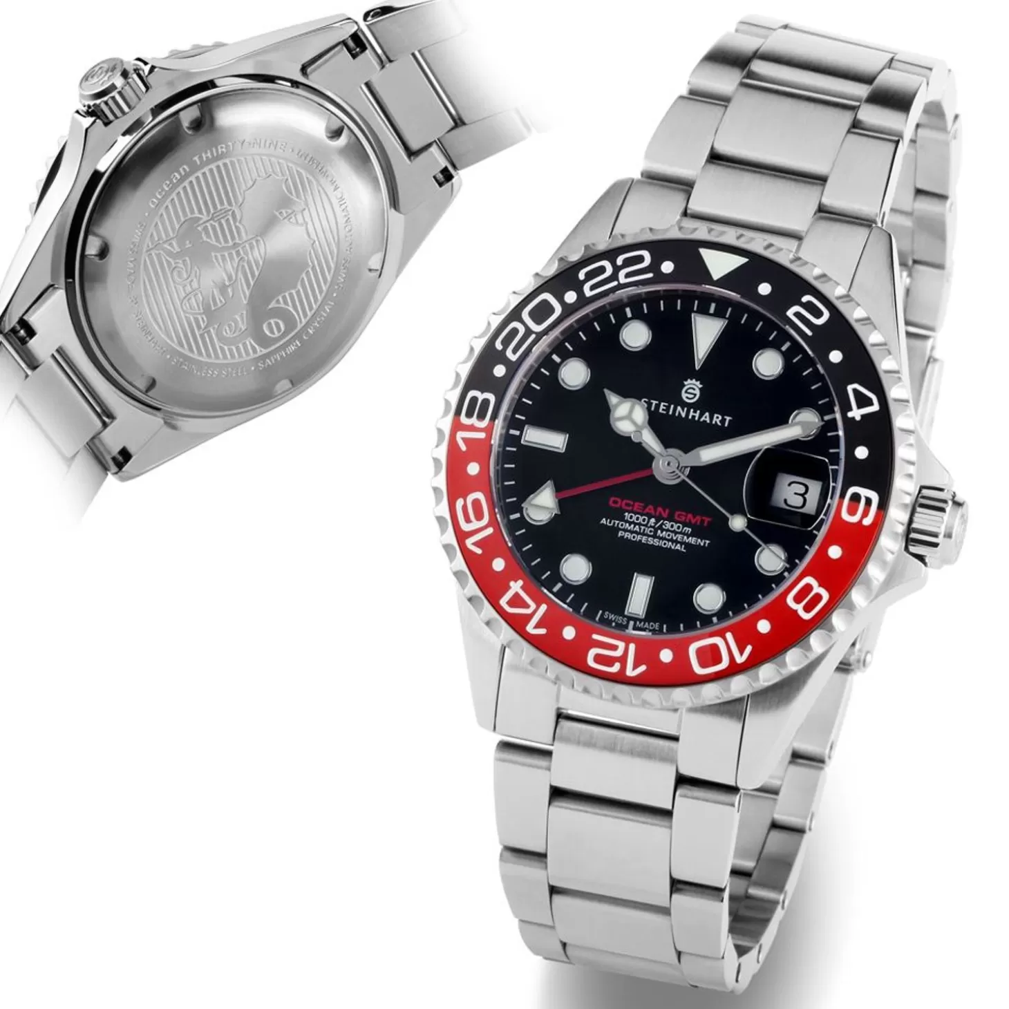 Ocean 39 Gmt Zwart-Rood Keramiek Duikhorloge^Steinhart Watches Flash Sale