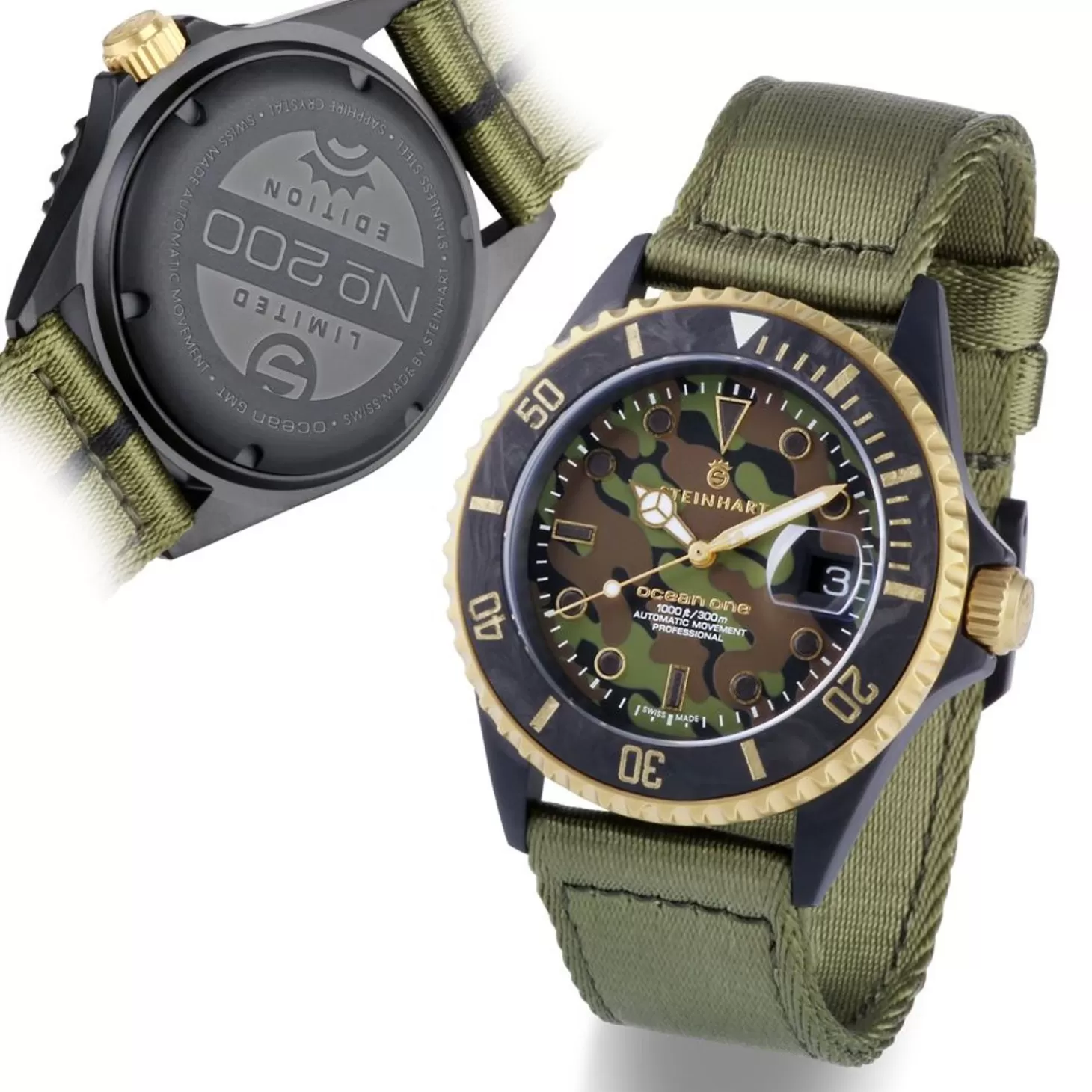 Ocean 39 Zwart Militair Camouflageduikhorloge^Steinhart Watches Discount