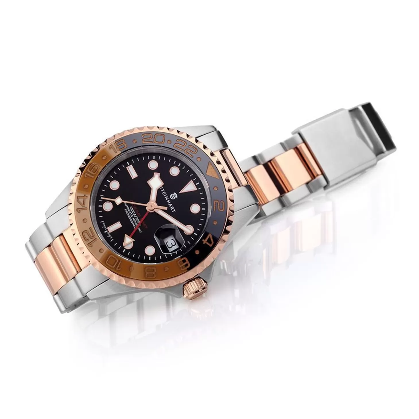 Ocean One Gmt Tweekleurig Zwart/Kaki Duikhorloge^Steinhart Watches New